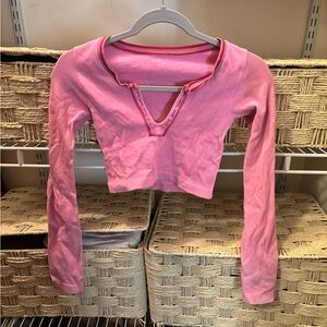 Urban outfitters pink long sleeve crop top